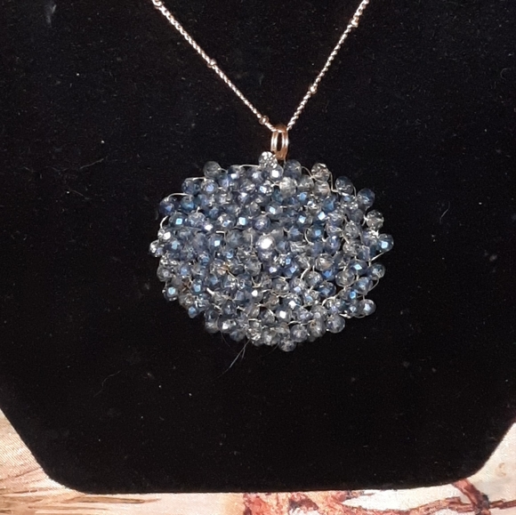 Woven sparkle bead pendant and necklace goldtone - Picture 2 of 11